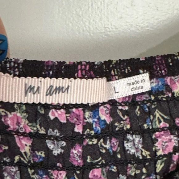 Miami Black and Pink Fitted Peplum Crop Blouse - Picture 2 of 9